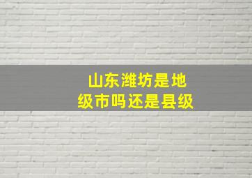 山东潍坊是地级市吗还是县级