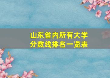 山东省内所有大学分数线排名一览表