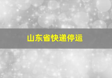 山东省快递停运