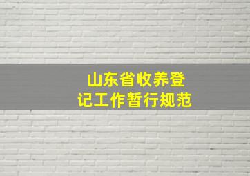 山东省收养登记工作暂行规范