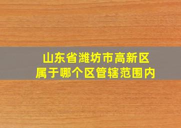 山东省潍坊市高新区属于哪个区管辖范围内