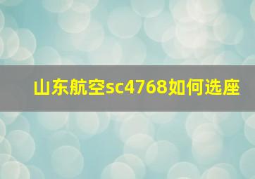 山东航空sc4768如何选座