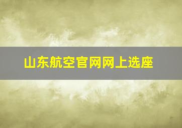 山东航空官网网上选座