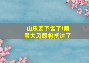 山东要下雪了!雨雪大风即将抵达了