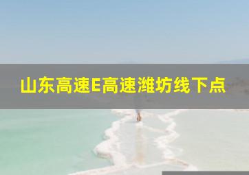 山东高速E高速潍坊线下点