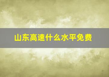 山东高速什么水平免费