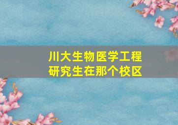 川大生物医学工程研究生在那个校区