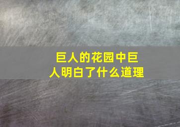 巨人的花园中巨人明白了什么道理