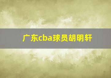 广东cba球员胡明轩