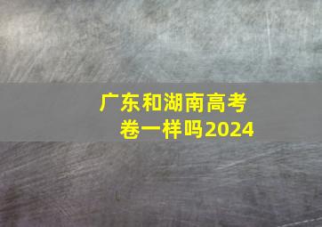 广东和湖南高考卷一样吗2024