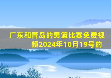 广东和青岛的男篮比赛免费视频2024年10月19号的