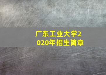 广东工业大学2020年招生简章