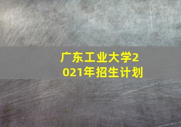 广东工业大学2021年招生计划