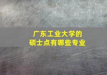 广东工业大学的硕士点有哪些专业