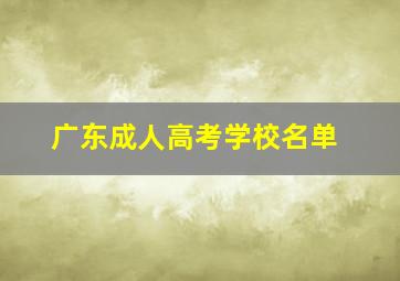 广东成人高考学校名单