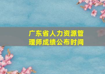 广东省人力资源管理师成绩公布时间