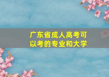 广东省成人高考可以考的专业和大学