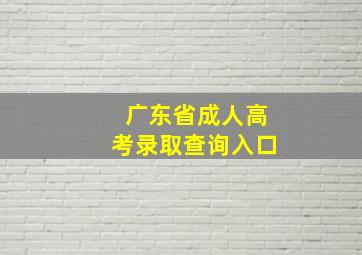 广东省成人高考录取查询入口