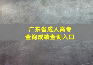 广东省成人高考查询成绩查询入口