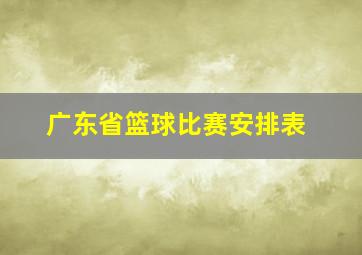 广东省篮球比赛安排表