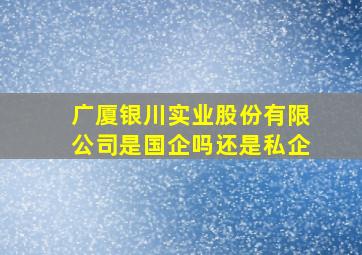 广厦银川实业股份有限公司是国企吗还是私企