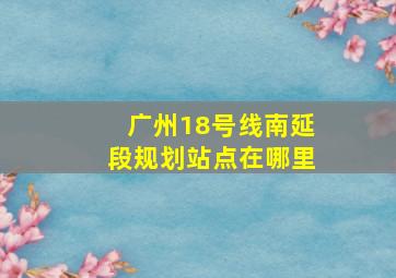 广州18号线南延段规划站点在哪里