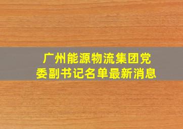 广州能源物流集团党委副书记名单最新消息