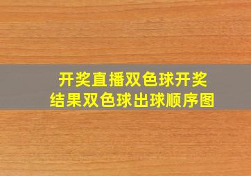 开奖直播双色球开奖结果双色球出球顺序图