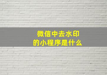 微信中去水印的小程序是什么