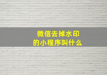 微信去掉水印的小程序叫什么