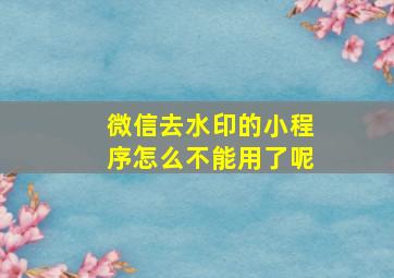 微信去水印的小程序怎么不能用了呢