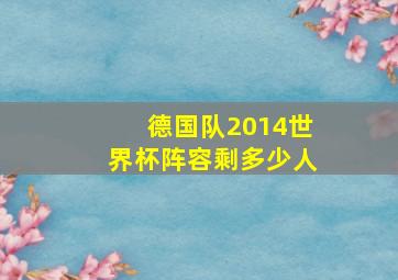 德国队2014世界杯阵容剩多少人