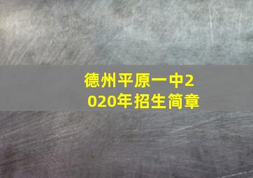 德州平原一中2020年招生简章