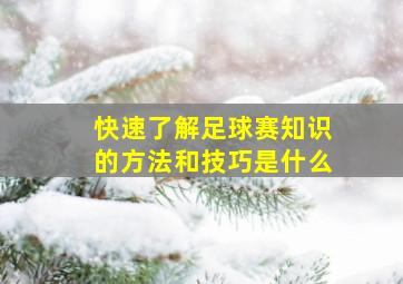 快速了解足球赛知识的方法和技巧是什么