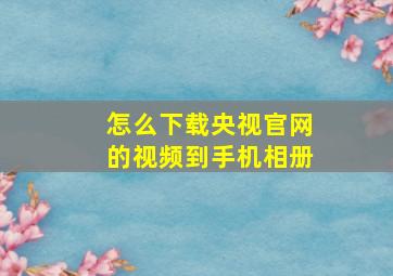 怎么下载央视官网的视频到手机相册