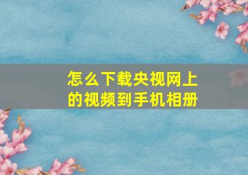 怎么下载央视网上的视频到手机相册