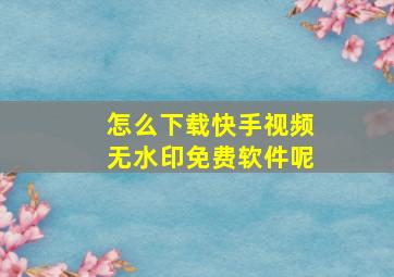 怎么下载快手视频无水印免费软件呢