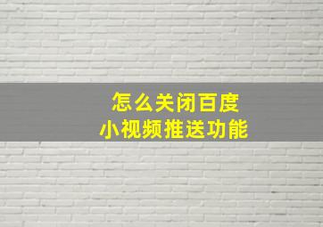 怎么关闭百度小视频推送功能