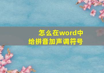 怎么在word中给拼音加声调符号