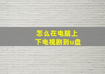 怎么在电脑上下电视剧到u盘