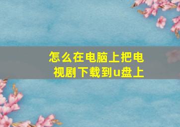 怎么在电脑上把电视剧下载到u盘上