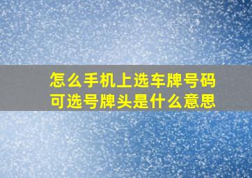 怎么手机上选车牌号码可选号牌头是什么意思