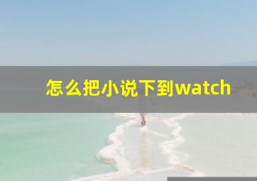 怎么把小说下到watch