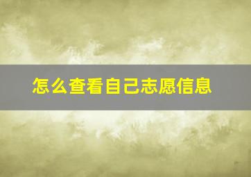 怎么查看自己志愿信息