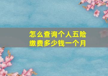 怎么查询个人五险缴费多少钱一个月