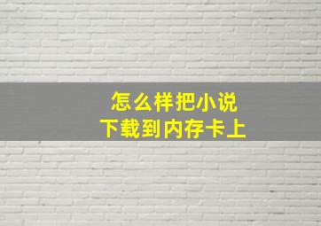 怎么样把小说下载到内存卡上