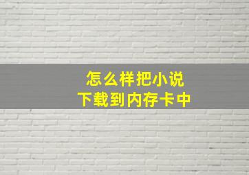 怎么样把小说下载到内存卡中