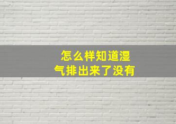 怎么样知道湿气排出来了没有