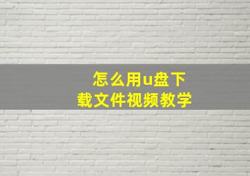 怎么用u盘下载文件视频教学