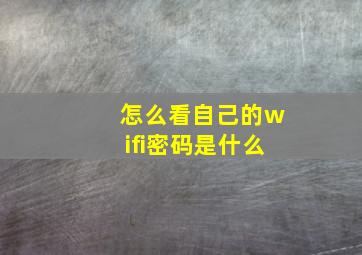 怎么看自己的wifi密码是什么